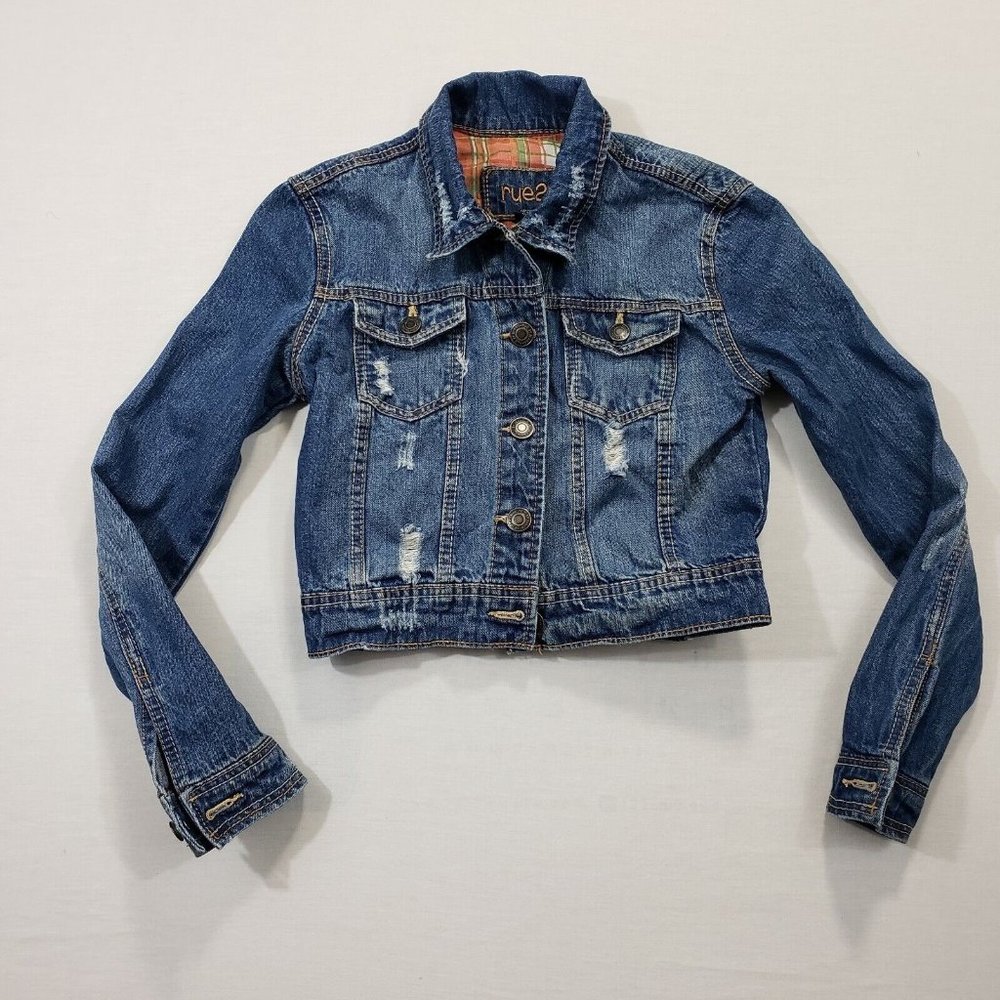 Rue 21 Distressed Rip/Torn Denim Jacket - Size Jrs. S